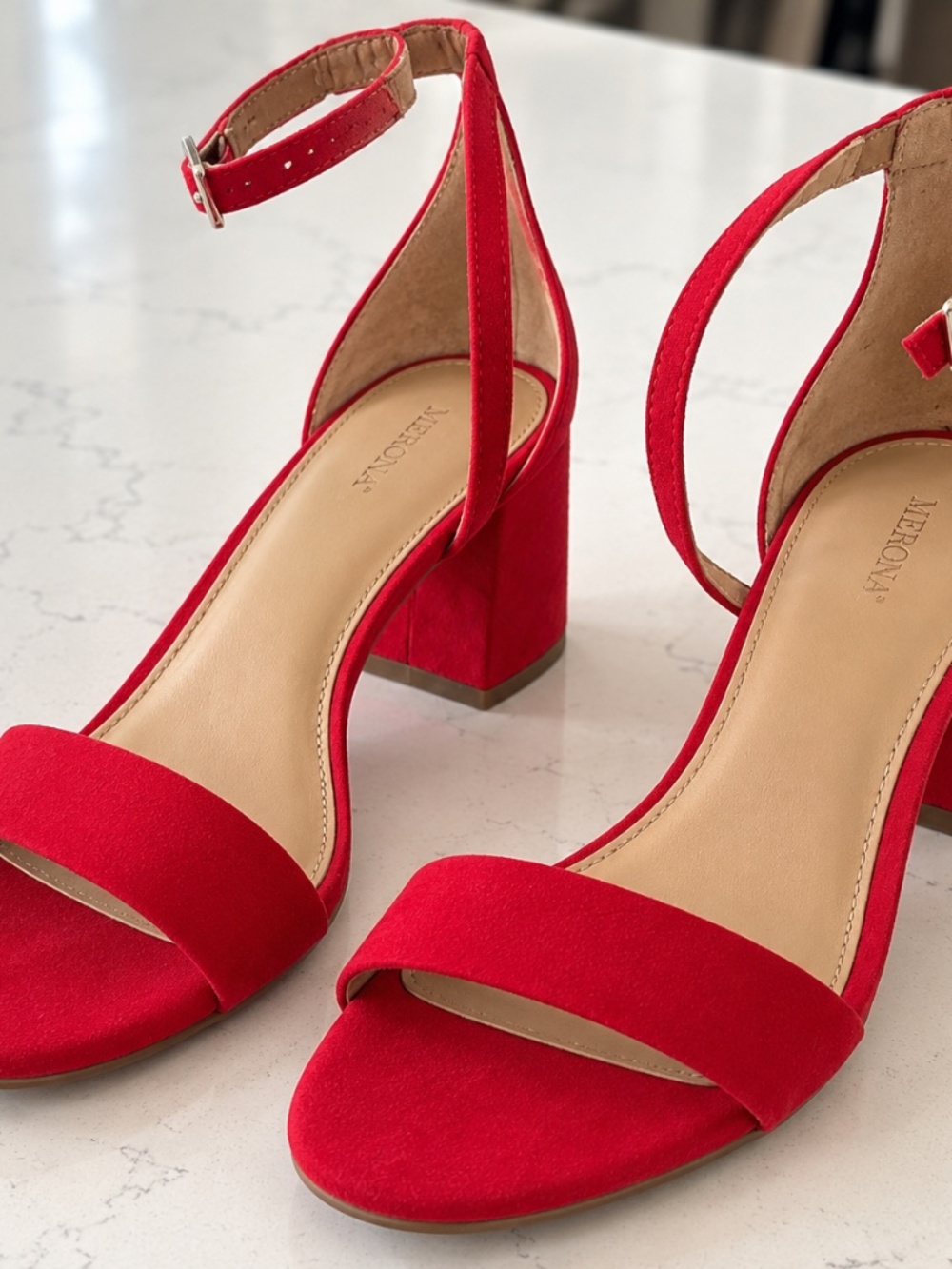 Merona Red Slingback Open Toe Heels Size 10 Retro Classic